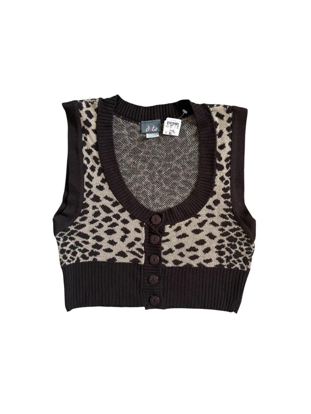 NWT Vintage Y2K Animal Pattern Sweater Vest Size XL